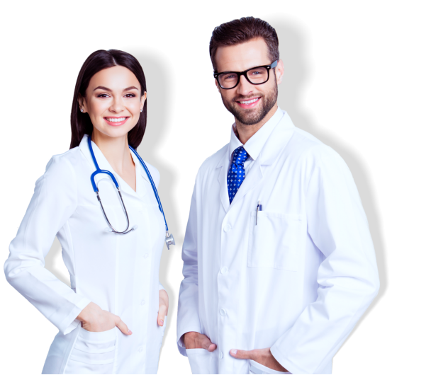 a photo of male and female medical personel